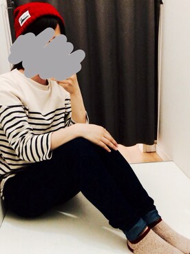 「デニムパンツ（デニムパンツ、ブルー系）」を使った、メガネさん（レディース・158cm）の春コーディネート