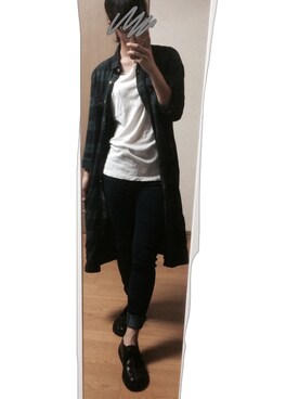 「無しのシャツ（シャツ/ブラウス、グリーン系）」を使った、メガネさん（レディース・158cm）の夏コーディネート