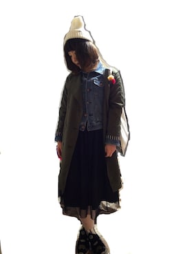 「白タイツ」｜「アイテム（トレンチコート）」を使った、はるさん（レディース・158cm）の冬コーディネート