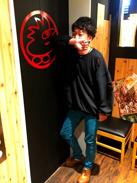「PUNYUS（プニュズ）のアイテム（スウェット）」を使った、◎みつ◎さん（メンズ・169cm）の秋コーディネート