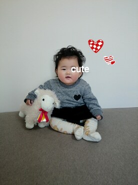 「ぺプラム」｜「アイテム（スウェット）」を使った、harupuniさん（キッズ・70cm）の秋コーディネート