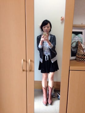 「BACK NUMBER（バックナンバー）のアイテム（ノーカラージャケット）」を使った、とんこさん（レディース・165cm）の秋コーディネート