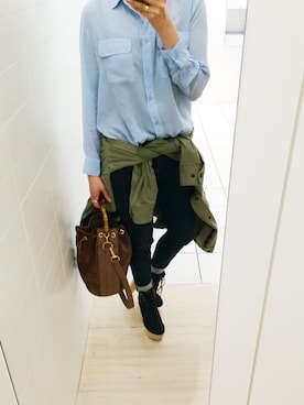 「rag & bone（ラグアンドボーン）のアイテム（ミリタリージャケット）」を使った、fumikoさん（レディース・159cm）の春コーディネート