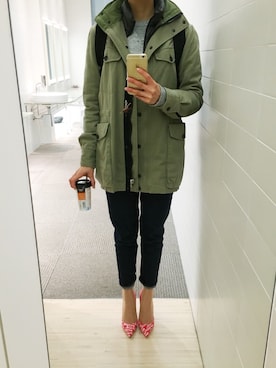 「rag & bone（ラグアンドボーン）のアイテム（ミリタリージャケット）」を使った、fumikoさん（レディース・160cm）の冬コーディネート