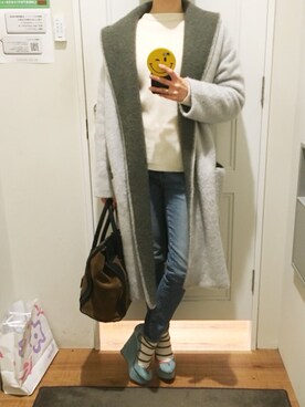 「ウェッジソール」｜「アイテム（その他アウター）」を使った、fumikoさん（レディース・160cm）の冬コーディネート