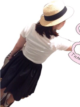 「CIAOPANIC（チャオパニック）のアイテム（Tシャツ/カットソー、ホワイト系）」を使った、yuzuさん（レディース・163cm）の夏コーディネート