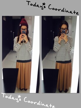 「Minnetonka（ミネトンカ）のアイテム（モカシン/デッキシューズ、ブラウン系）」を使った、Tomomi❤︎さん（レディース・165cm）の秋コーディネート