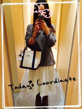 「GLOBAL WORK（グローバルワーク）のアイテム（スカート、ホワイト系）」を使った、Tomomi❤︎さん（レディース・165cm）の秋コーディネート