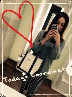「L.L.Bean（エルエルビーン）のアイテム（トートバッグ、ホワイト系）」を使った、Tomomi❤︎さん（レディース・165cm）の秋コーディネート