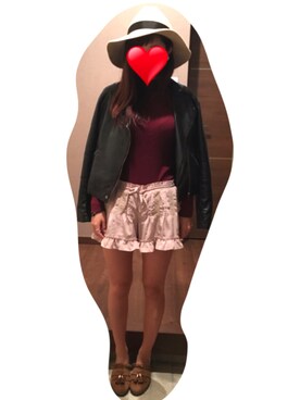 「アキコーデ」｜「アイテム（ライダースジャケット）」を使った、ありしゃさん（レディース・155cm）の秋コーディネート