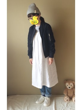 「春ワンピ」｜「アイテム（その他アウター）」を使った、c_o_c_oさん（レディース・158cm）の春コーディネート