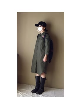 「アーミー」｜「アイテム（ワンピース/ドレス）」を使った、c_o_c_oさん（レディース・158cm）の秋コーディネート