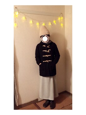 「スエット」｜「アイテム（ダッフルコート）」を使った、c_o_c_oさん（レディース・158cm）の冬コーディネート