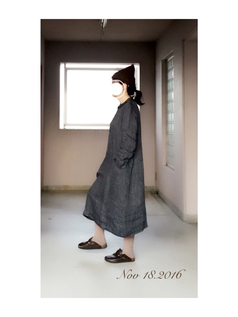 「ワンピース、ニット帽、シンプル」｜「pritのアイテム（ワンピース、ブラック系）」を使った、c_o_c_oさん（レディース・158cm）の秋コーディネートの1枚目の写真