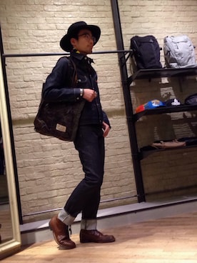 「HYSTERIC GLAMOUR（ヒステリックグラマー）のアイテム（バンダナ/スカーフ）」を使った、DUKASHUNさん（メンズ・175cm）の冬コーディネート