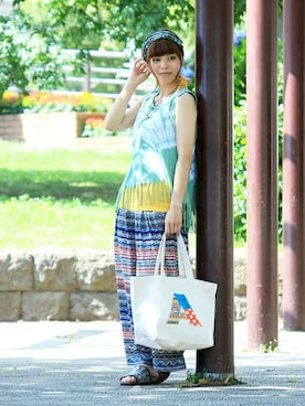 「チチカカ（チチカカ）のアイテム（その他パンツ）」を使った、ジェイさん（レディース・152cm）の夏コーディネート
