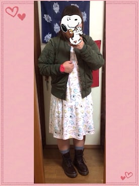 「ローリーズファーム(LOWRYS FARM)」｜「アイテム（MA-1）」を使った、ひなさん（レディース・146cm）の秋コーディネート