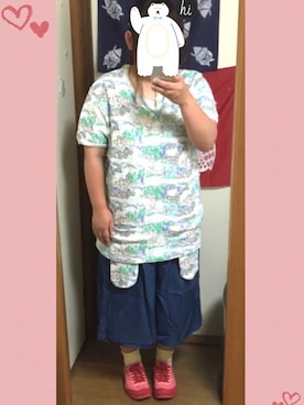 「ガウチョパンツ」｜「アイテム（デニムパンツ）」を使った、ひなさん（レディース・146cm）の春コーディネート