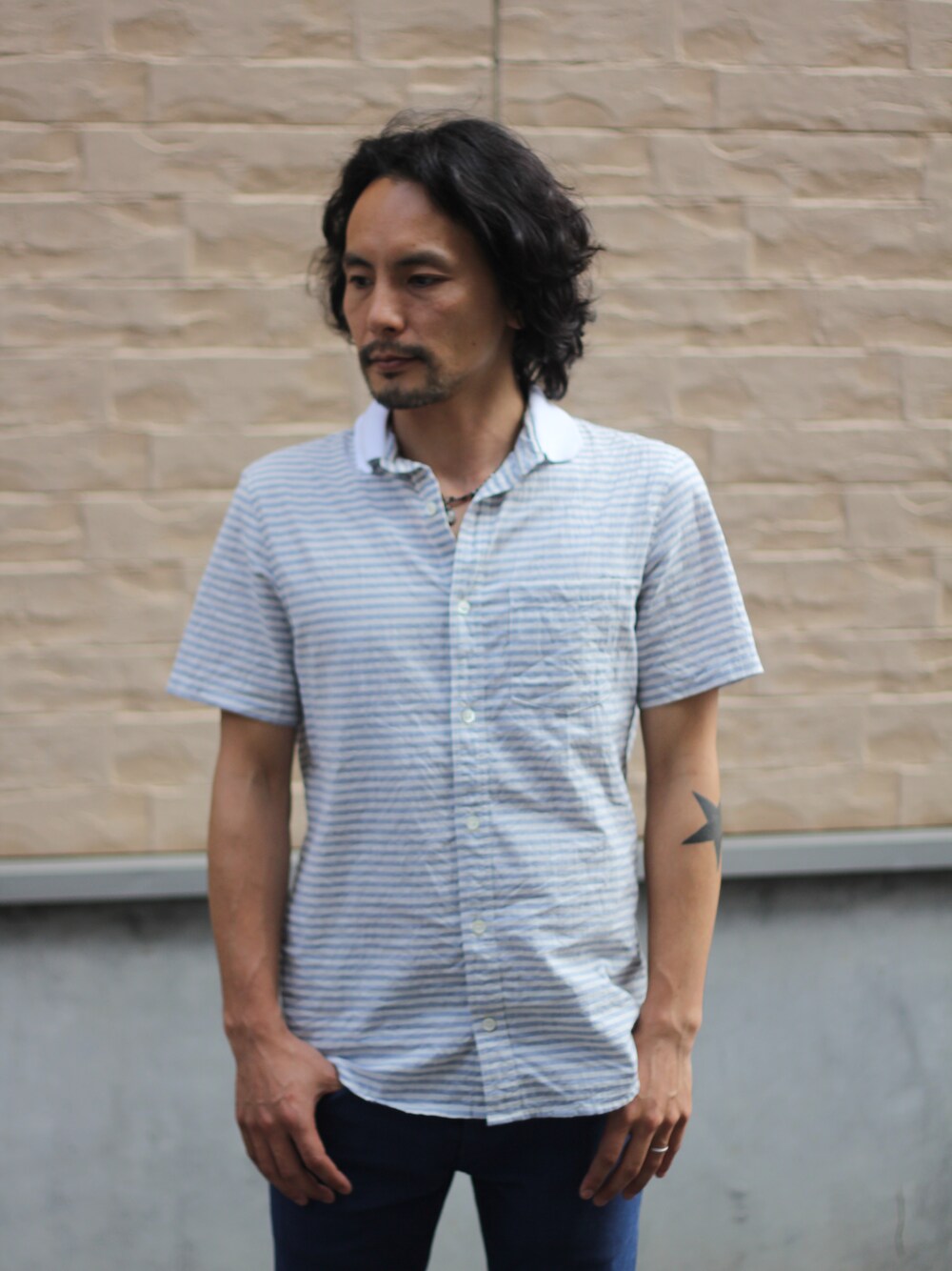 sableclutchさんの「POLO COLLAR FRENCH BORDER S/S SHIRTS（SABLE CLUTCH）」を使ったコーディネート