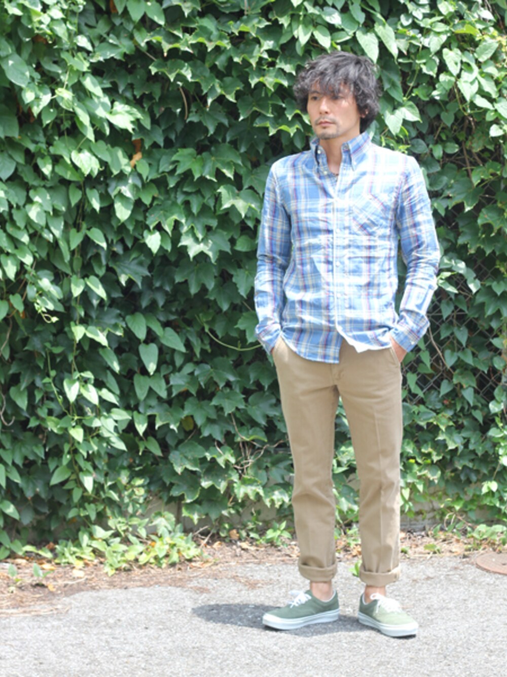sableclutchさんの「TALL B.D COLLAR WASHED LINEN CHECK SHIRTS（SABLE CLUTCH）」を使ったコーディネート