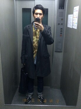 「Engineered Garments（エンジニアードガーメンツ）のアイテム（ステンカラーコート）」を使った、やーまんさん（メンズ・177cm）の春コーディネート