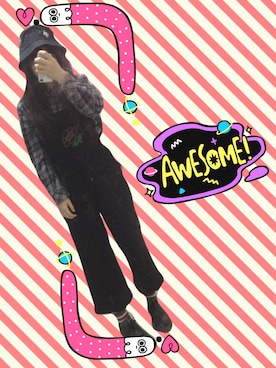 「HOMEMADEのアイテム（オールインワン・サロペット）」を使った、akii。さん（レディース・158cm）の冬コーディネート