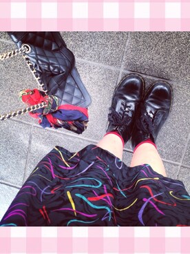 「Dr. Martens（ドクターマーチン）のDr.Martens (ドクターマーチン)/1460 8ホールブーツ（ブーツ、ブラック系）」を使った、noripyさん（レディース・160cm）の夏コーディネート