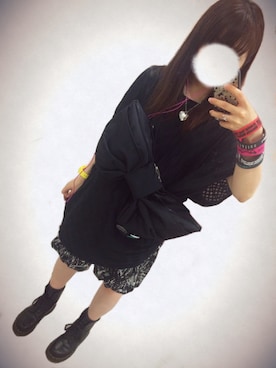 「アイテム（ピアス（片耳用）、パープル系）」を使った、めむさん（レディース・156cm）の夏コーディネート