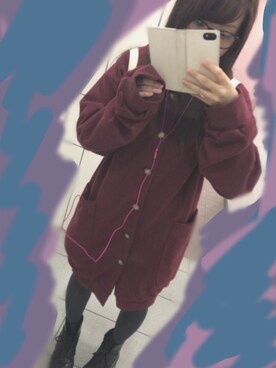 「アイテム（ジャージ、レッド系）」を使った、めむさん（レディース・156cm）の秋コーディネート