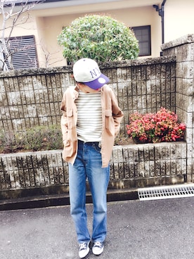 「ROPE' PICNIC（ロペピクニック）のバックサテンシャツジャケット（ブルゾン、ベージュ系）」を使った、Ryuuさん（レディース・160cm）の春コーディネート