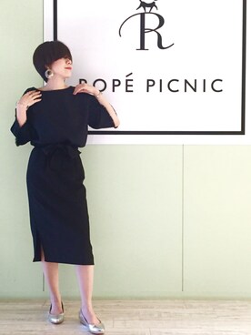 「ROPE' PICNIC（ロペピクニック）のブッチャーフリンジプルオーバー（シャツ/ブラウス、ブルー系）」を使った、Ryuuさん（レディース・160cm）の春コーディネート