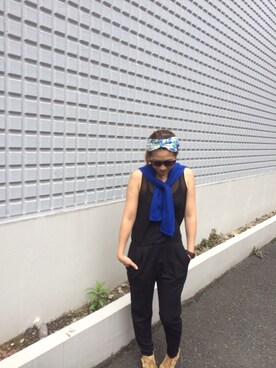 「プロデューサー巻き」｜「アイテム（オールインワン・サロペット）」を使った、らんちさん（レディース・160cm）の春コーディネート