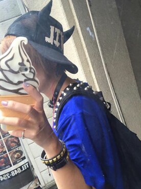 「HELL CAT PUNKS（ヘルキャットパンクス）のアイテム（帽子）」を使った、直@多肉中毒さん（レディース・160cm）の冬コーディネート