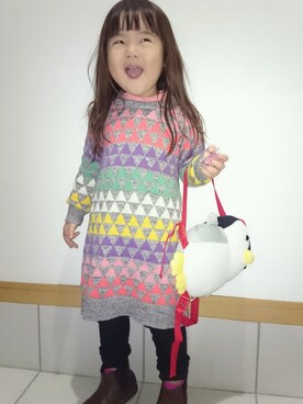 「babyGAP（babyGAP）のアイテム（ワンピース/ドレス、グレー系）」を使った、rii-style⭐さん（レディース・90cm）の冬コーディネート