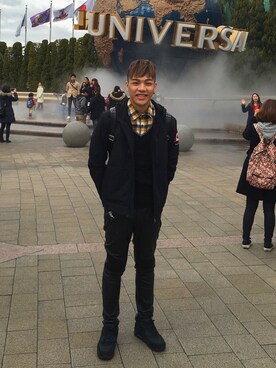 「Roots Canadaのアイテム（ジャケット/アウター）」を使った、RaymondLuoさん（メンズ・181cm）の冬コーディネート