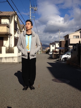 「mercibeaucoup,（メルシーボークー）のアイテム（スウェット）」を使った、inabatakumiさん（メンズ・178cm）の冬コーディネート