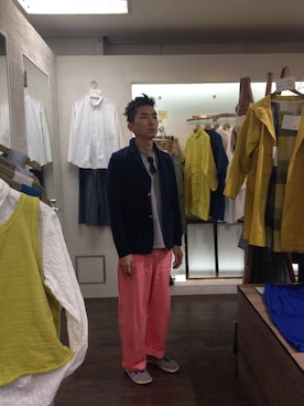 「mercibeaucoup,（メルシーボークー）のアイテム（デニムジャケット）」を使った、inabatakumiさん（メンズ・178cm）の冬コーディネート