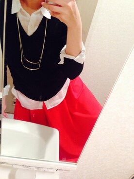 「LEPSIM（レプシィム）のアイテム（Skirt、レッド系）」を使った、かりんさん（レディース・158cm）の春コーディネート