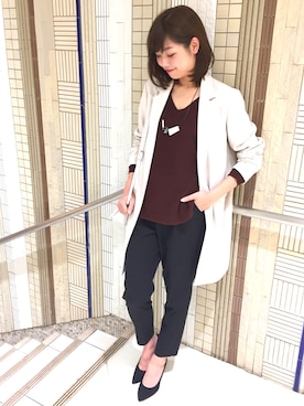 「STUDIOUS（ステュディオス）のアイテム（チェスターコート）」を使った、naaaさん（レディース・162cm）の冬コーディネート