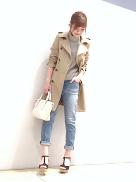 「STUDIOUS（ステュディオス）のアイテム（トレンチコート）」を使った、naaaさん（レディース・162cm）の春コーディネート