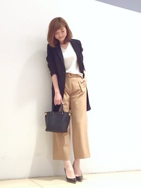 「STUDIOUS（ステュディオス）のアイテム（チェスターコート）」を使った、naaaさん（レディース・162cm）の春コーディネート