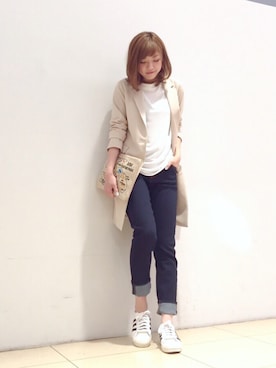 「STUDIOUS（ステュディオス）のアイテム（チェスターコート）」を使った、naaaさん（レディース・162cm）の春コーディネート