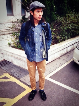 「BRIDGE（ブリッジ）のアイテム（ブーツ）」を使った、Josh Wu さん（メンズ・180cm）の夏コーディネート