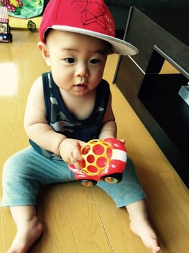 「next（next）のアイテム（キャップ）」を使った、HARUTAさん（キッズ・70cm）の夏コーディネート