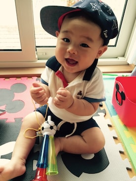 「next（next）のアイテム（キャップ）」を使った、HARUTAさん（キッズ・70cm）の夏コーディネート