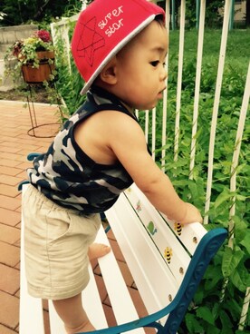 「next（next）のアイテム（キャップ）」を使った、HARUTAさん（キッズ・70cm）の夏コーディネート