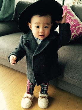 「ZARA KIDS」｜「アイテム（ピーコート）」を使った、HARUTAさん（キッズ・70cm）の冬コーディネート