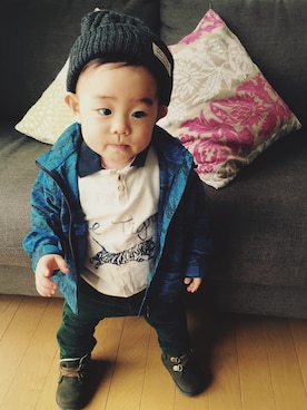 「ZARA KIDS」｜「アイテム（ナイロンジャケット）」を使った、HARUTAさん（キッズ・70cm）の冬コーディネート