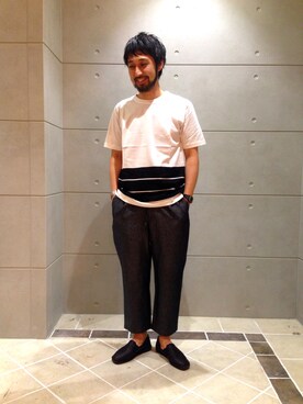 「NANO universe（ナノユニバース）のアイテム（その他シューズ）」を使った、nano・universe 福岡 STAFFさん（メンズ・170cm）の夏コーディネート