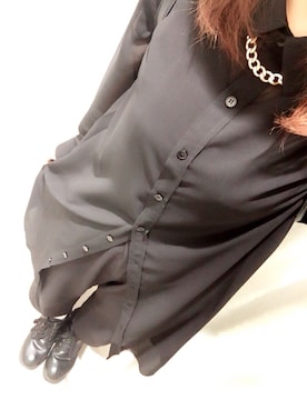 「真っ黒コーデ」｜「アイテム（その他アウター）」を使った、KANAさん（レディース・152cm）の春コーディネート